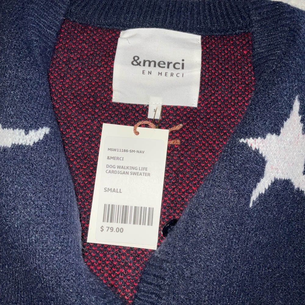 Navy Cardigan with Dog Patterns - Picture 4 of 7